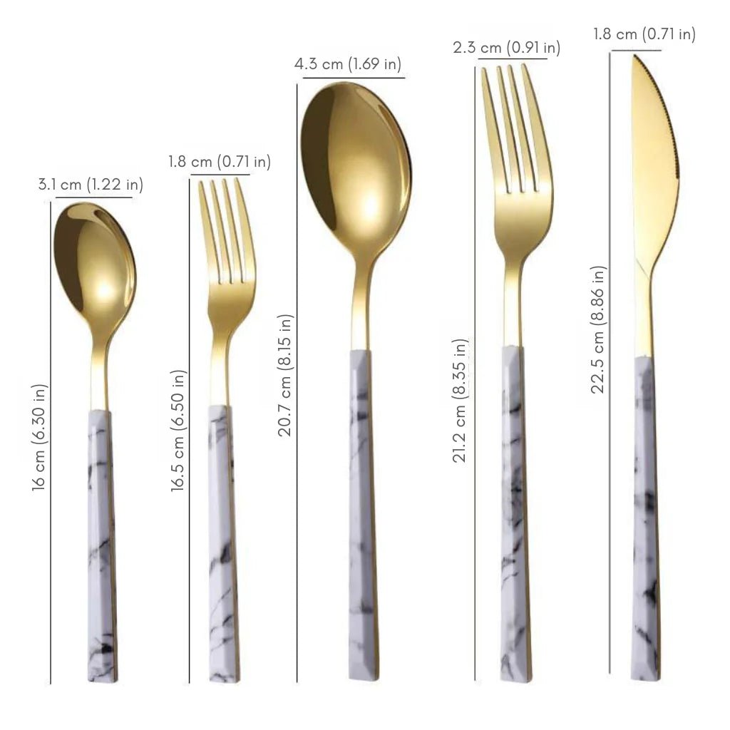 Bea Homes - 5 Piece Marble Cutlery Set for a Timeless Dining Experience - Bea Homes