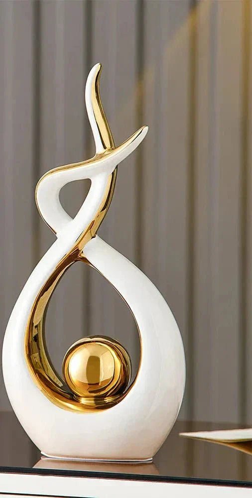 Bea Homes - Abstract Ceramic Sculpture with Golden Accents to Elevate Your Space with Timeless Elegance - Bea Homes