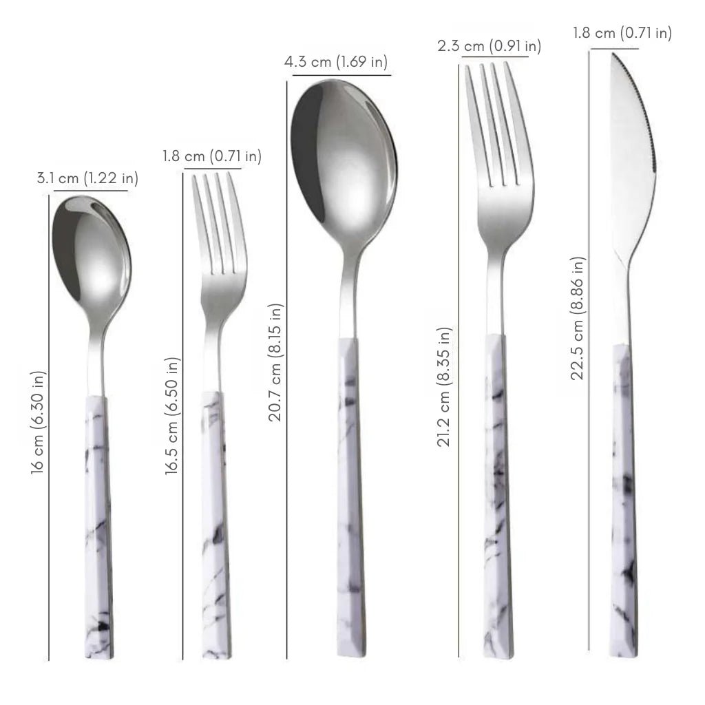 Bea Homes - 5 Piece Marble Cutlery Set for a Timeless Dining Experience - Bea Homes