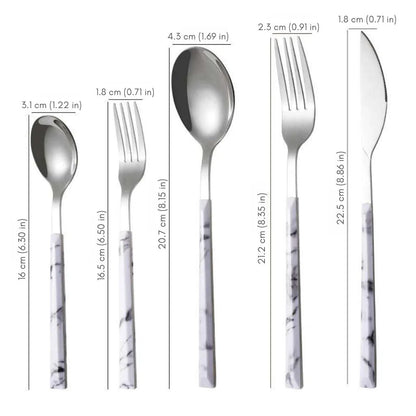 Bea Homes - 5 Piece Marble Cutlery Set for a Timeless Dining Experience - Bea Homes