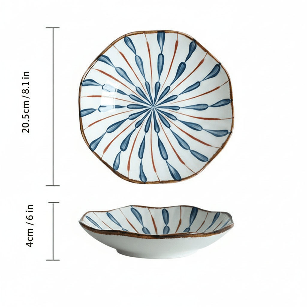 Bea Homes - 8 Inch Lotus Shaped Water Droplet Design Ceramic Plate Set - Bea Homes