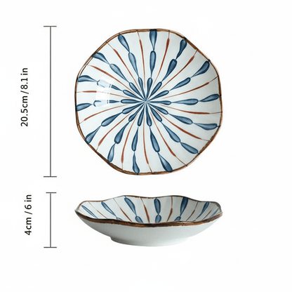 Bea Homes - 8 Inch Lotus Shaped Water Droplet Design Ceramic Plate Set - Bea Homes