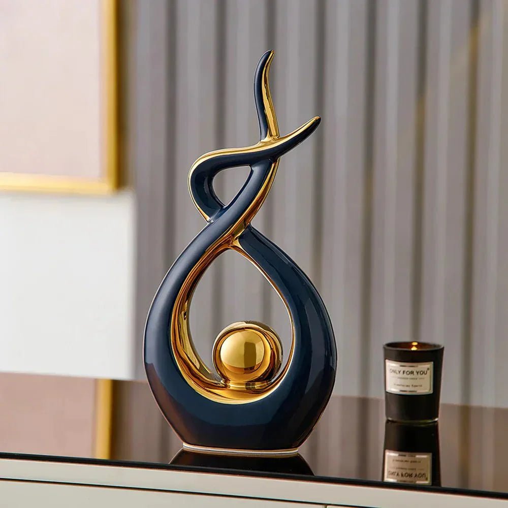 Bea Homes - Abstract Ceramic Sculpture with Golden Accents to Elevate Your Space with Timeless Elegance - Bea Homes