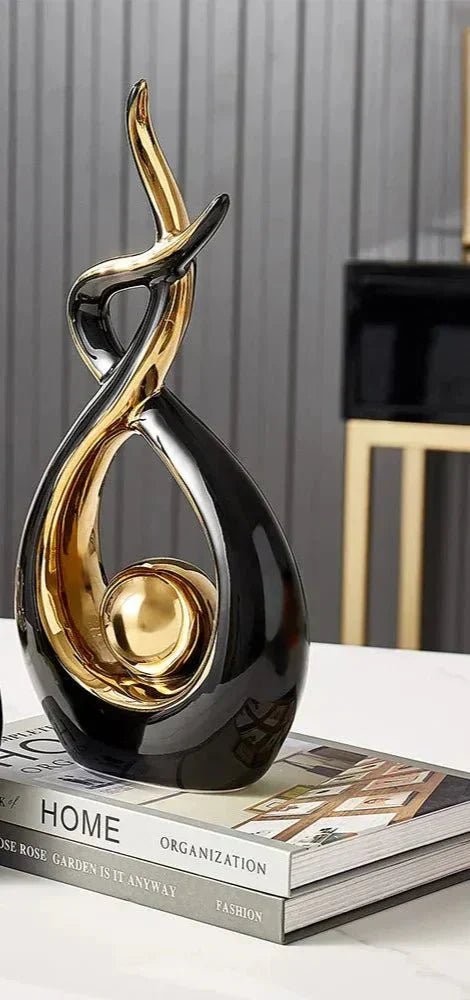 Bea Homes - Abstract Ceramic Sculpture with Golden Accents to Elevate Your Space with Timeless Elegance - Bea Homes