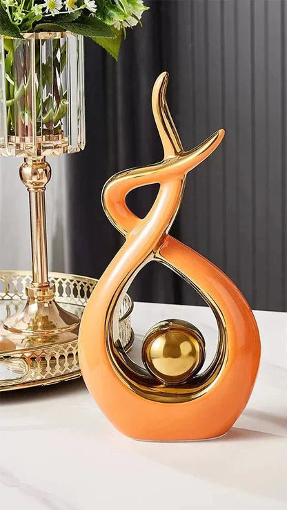 Bea Homes - Abstract Ceramic Sculpture with Golden Accents to Elevate Your Space with Timeless Elegance - Bea Homes