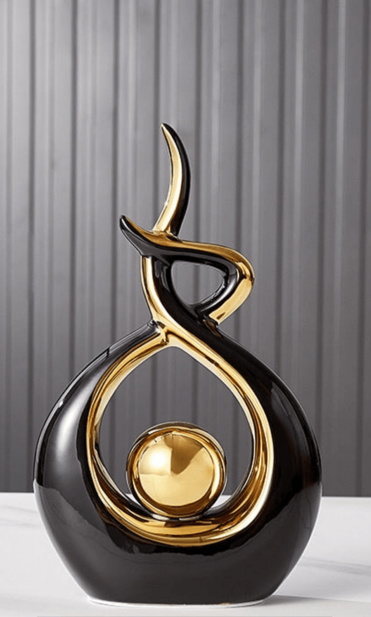 Bea Homes - Abstract Ceramic Sculpture with Golden Accents to Elevate Your Space with Timeless Elegance - Bea Homes