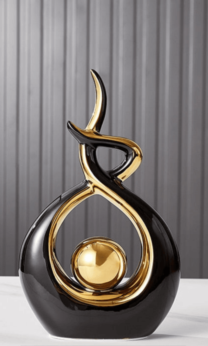 Bea Homes - Abstract Ceramic Sculpture with Golden Accents to Elevate Your Space with Timeless Elegance - Bea Homes