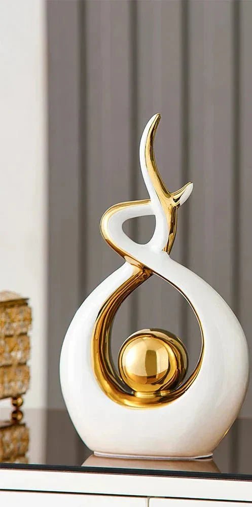 Bea Homes - Abstract Ceramic Sculpture with Golden Accents to Elevate Your Space with Timeless Elegance - Bea Homes
