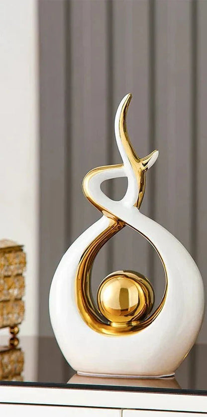 Bea Homes - Abstract Ceramic Sculpture with Golden Accents to Elevate Your Space with Timeless Elegance - Bea Homes