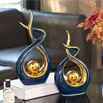 Bea Homes - Abstract Ceramic Sculpture with Golden Accents to Elevate Your Space with Timeless Elegance - Bea Homes