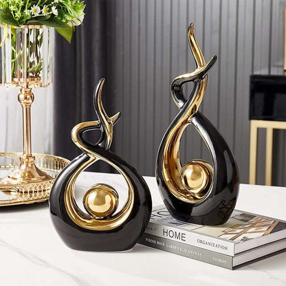 Bea Homes - Abstract Ceramic Sculpture with Golden Accents to Elevate Your Space with Timeless Elegance - Bea Homes