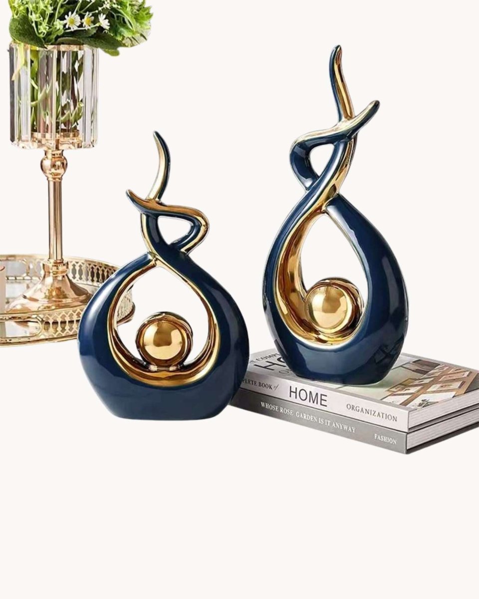 Bea Homes - Abstract Ceramic Sculpture with Golden Accents to Elevate Your Space with Timeless Elegance - Bea Homes