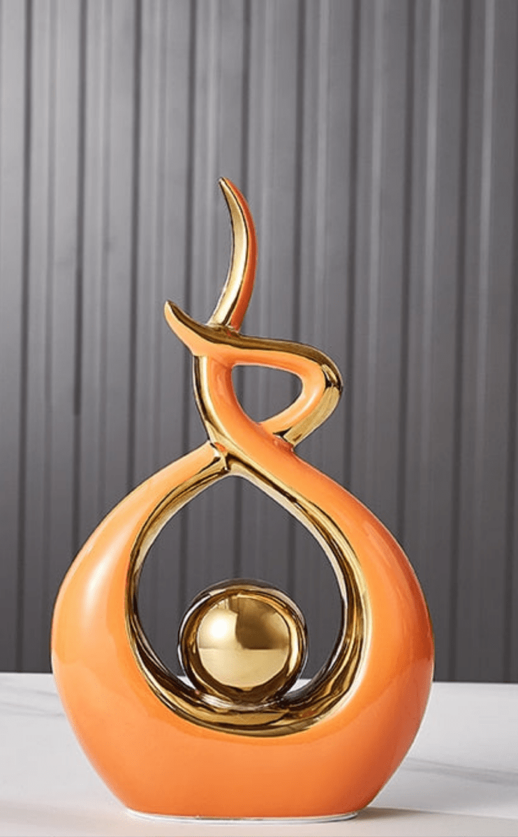 Bea Homes - Abstract Ceramic Sculpture with Golden Accents to Elevate Your Space with Timeless Elegance - Bea Homes