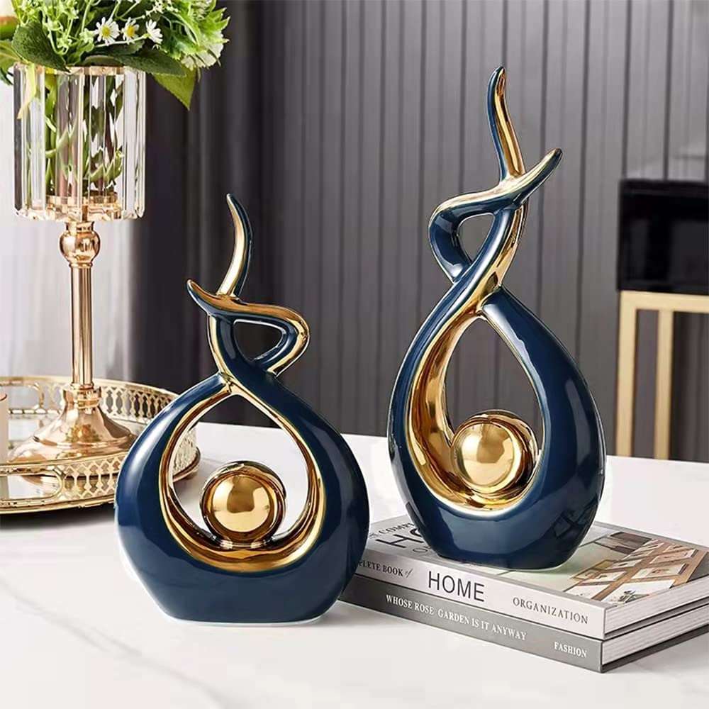 Bea Homes - Abstract Ceramic Sculpture with Golden Accents to Elevate Your Space with Timeless Elegance - Bea Homes