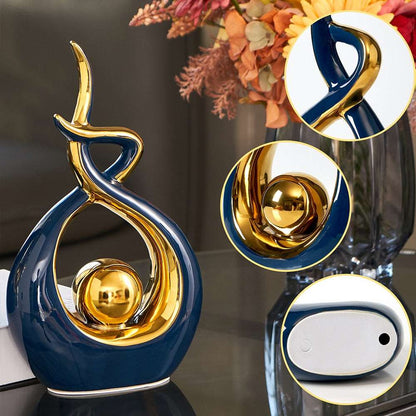 Bea Homes - Abstract Ceramic Sculpture with Golden Accents to Elevate Your Space with Timeless Elegance - Bea Homes