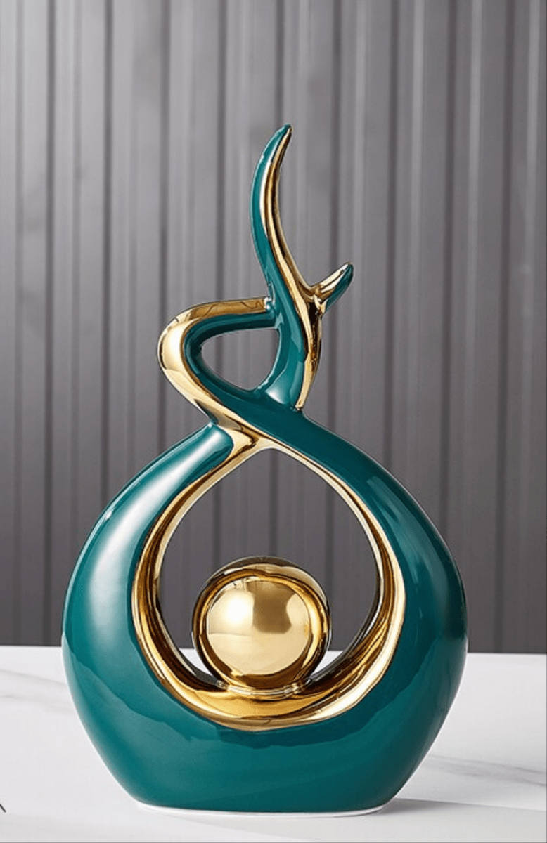 Bea Homes - Abstract Ceramic Sculpture with Golden Accents to Elevate Your Space with Timeless Elegance - Bea Homes