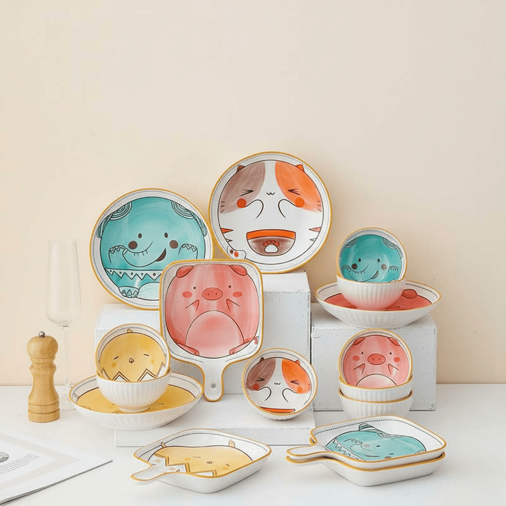 Bea Homes - Animal Cartoon Ceramic Bowl for Playful Dining Décor - Bea Homes