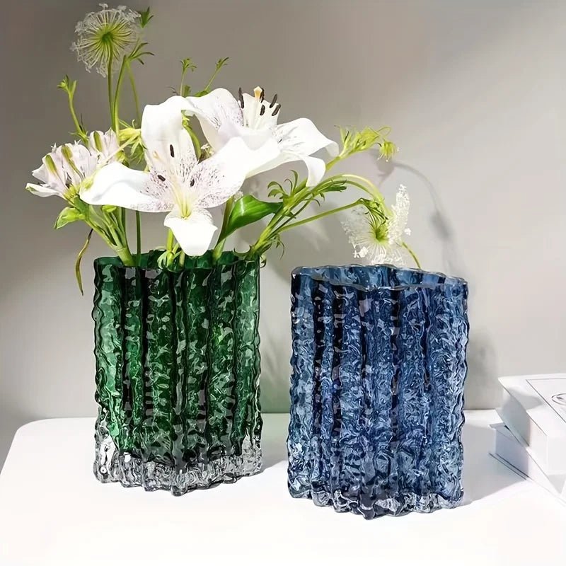 Bea Homes – Arctic Textured Glass Vase - Bea Homes