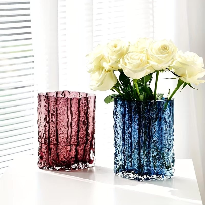 Bea Homes – Arctic Textured Glass Vase - Bea Homes