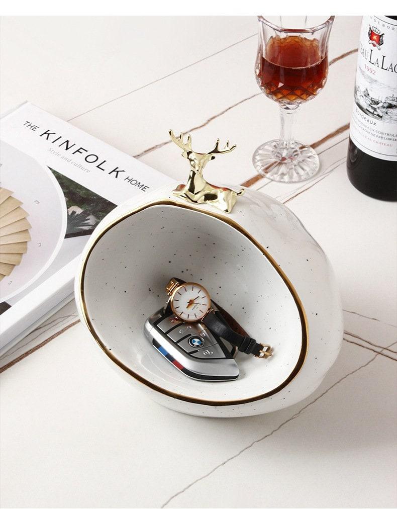 Bea Homes - Ceramic Trinket Dish Decor with Minimalist Deer Design for Elegant Organization - Bea Homes