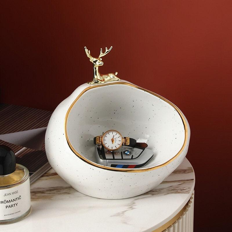 Bea Homes - Ceramic Trinket Dish Decor with Minimalist Deer Design for Elegant Organization - Bea Homes