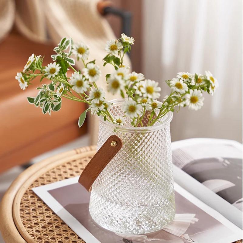 Bea Homes - Creative Leather Tote Glass Vase Set for a Chic Home Décor - Bea Homes