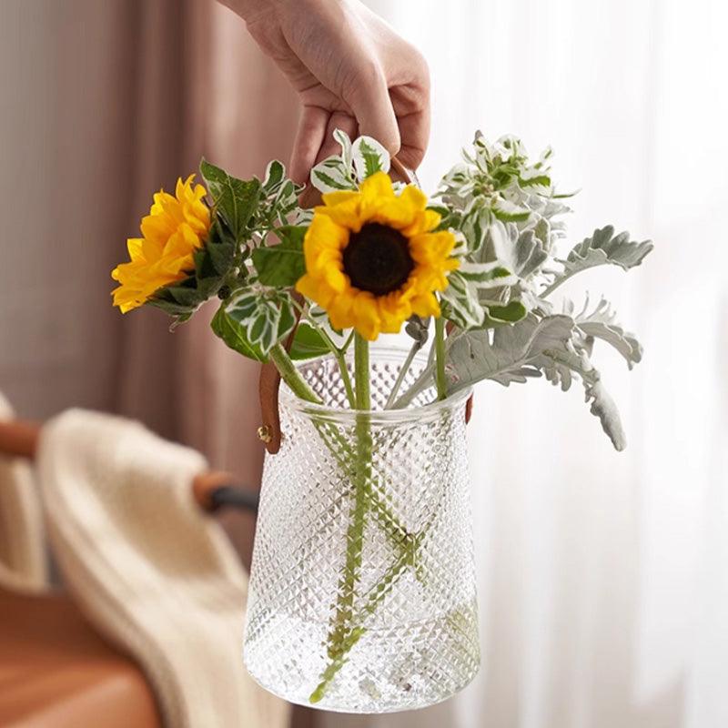 Bea Homes - Creative Leather Tote Glass Vase Set for a Chic Home Décor - Bea Homes