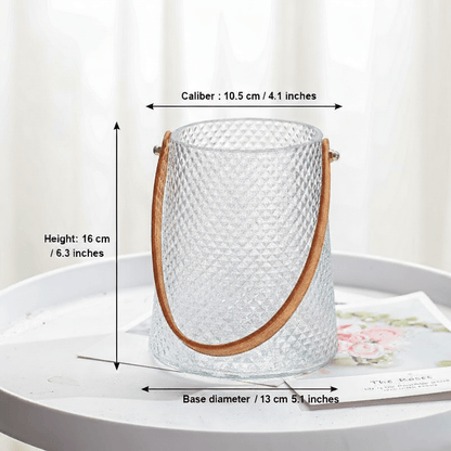 Bea Homes - Creative Leather Tote Glass Vase Set for a Chic Home Décor - Bea Homes