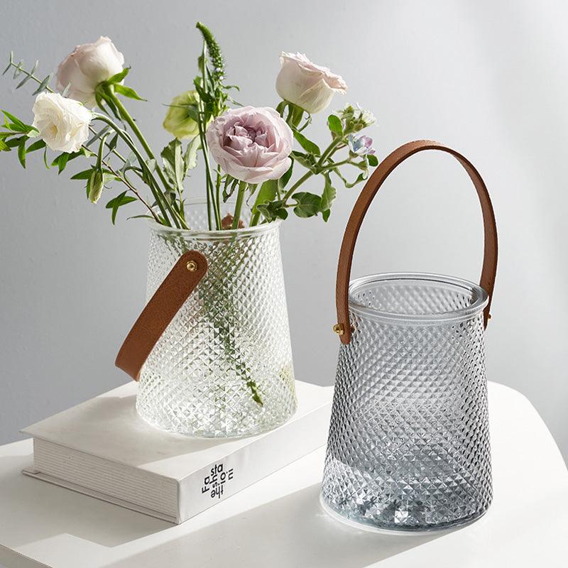 Bea Homes - Creative Leather Tote Glass Vase Set for a Chic Home Décor - Bea Homes