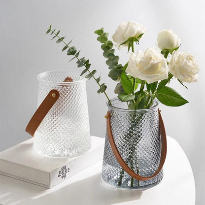 Bea Homes - Creative Leather Tote Glass Vase Set for a Chic Home Décor - Bea Homes