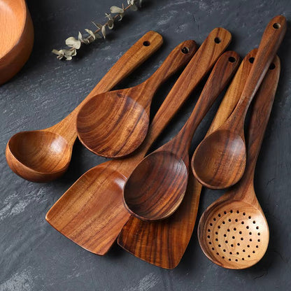 Bea Homes – Exquisite Handmade Teak Wood Kitchen Utensils Set for Elegant Culinary Experiences - Bea Homes