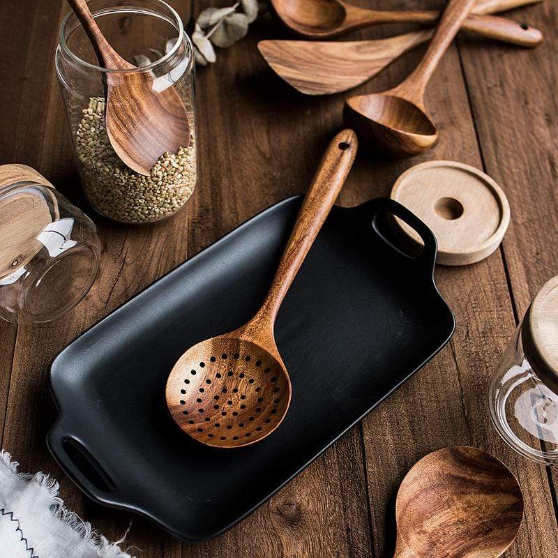 Bea Homes – Exquisite Handmade Teak Wood Kitchen Utensils Set for Elegant Culinary Experiences - Bea Homes