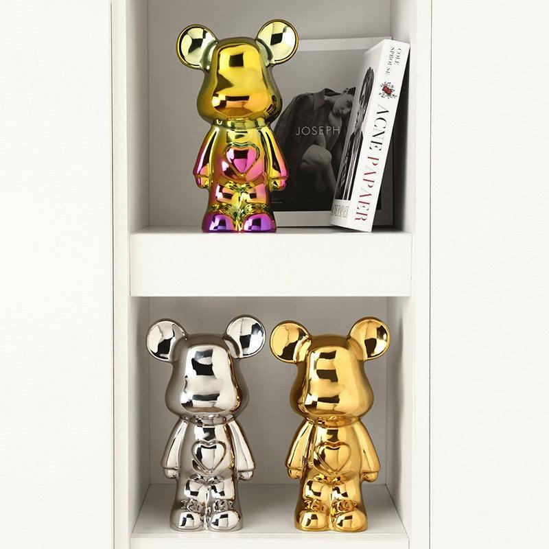 Bea Homes - Glossy Ceramic Heart Bear Figurine for a Unique Artistic Touch - Bea Homes