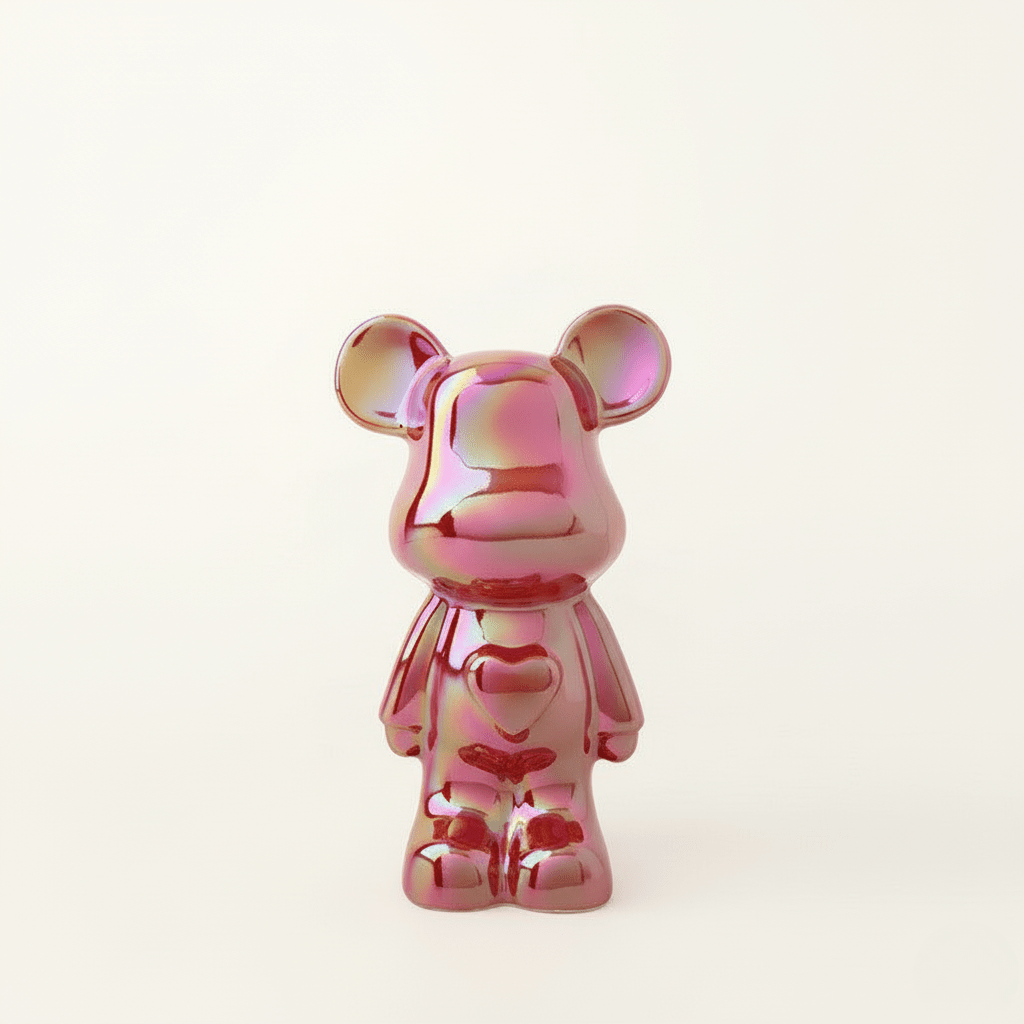 Bea Homes - Glossy Ceramic Heart Bear Figurine for a Unique Artistic Touch - Bea Homes