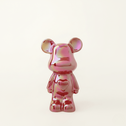 Bea Homes - Glossy Ceramic Heart Bear Figurine for a Unique Artistic Touch - Bea Homes