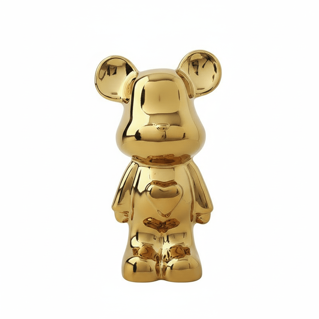 Bea Homes - Glossy Ceramic Heart Bear Figurine for a Unique Artistic Touch - Bea Homes