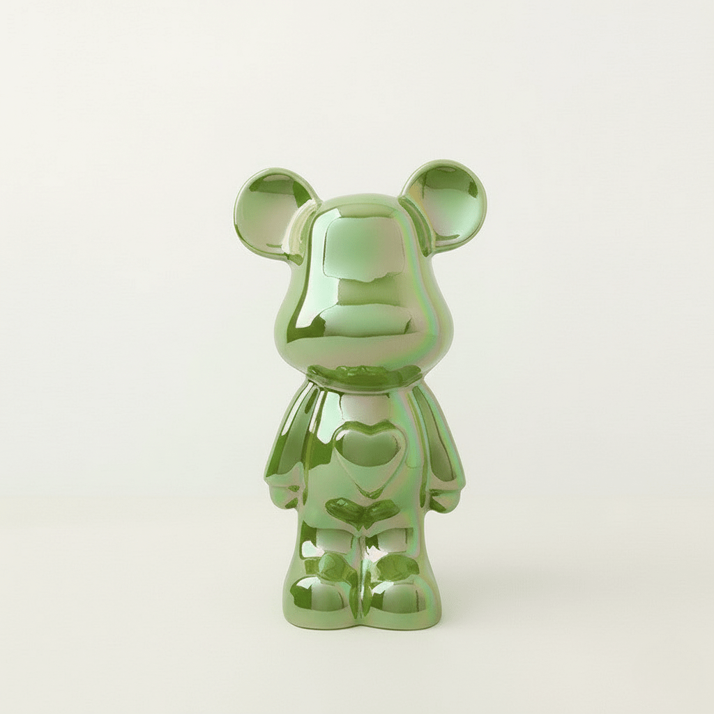 Bea Homes - Glossy Ceramic Heart Bear Figurine for a Unique Artistic Touch - Bea Homes