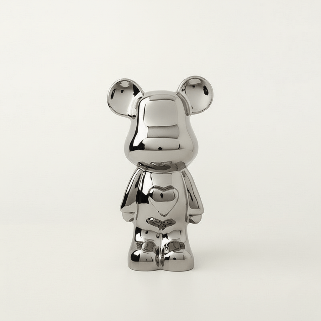 Bea Homes - Glossy Ceramic Heart Bear Figurine for a Unique Artistic Touch - Bea Homes