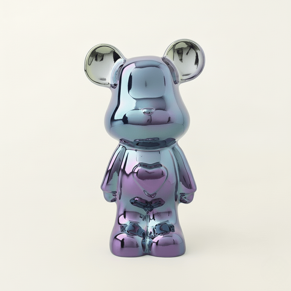 Bea Homes - Glossy Ceramic Heart Bear Figurine for a Unique Artistic Touch - Bea Homes