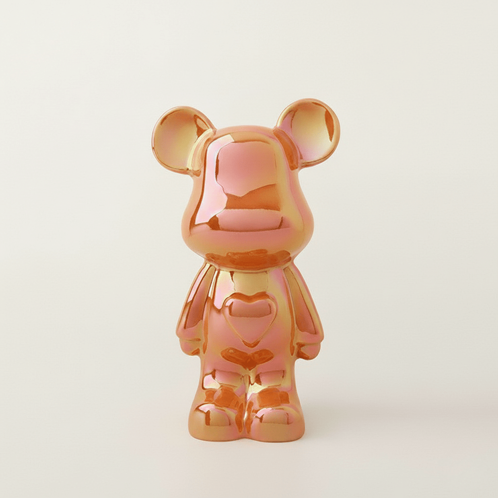 Bea Homes - Glossy Ceramic Heart Bear Figurine for a Unique Artistic Touch - Bea Homes