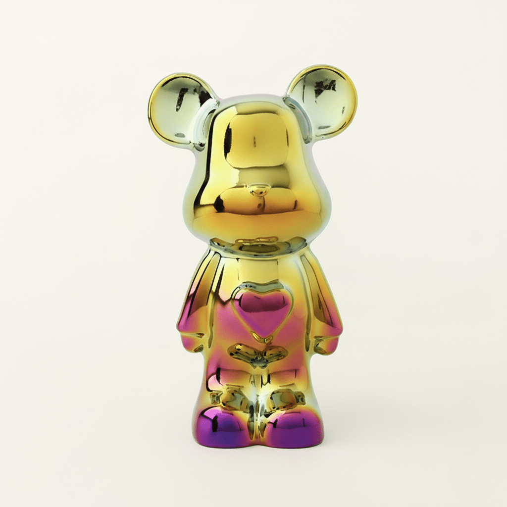 Bea Homes - Glossy Ceramic Heart Bear Figurine for a Unique Artistic Touch - Bea Homes