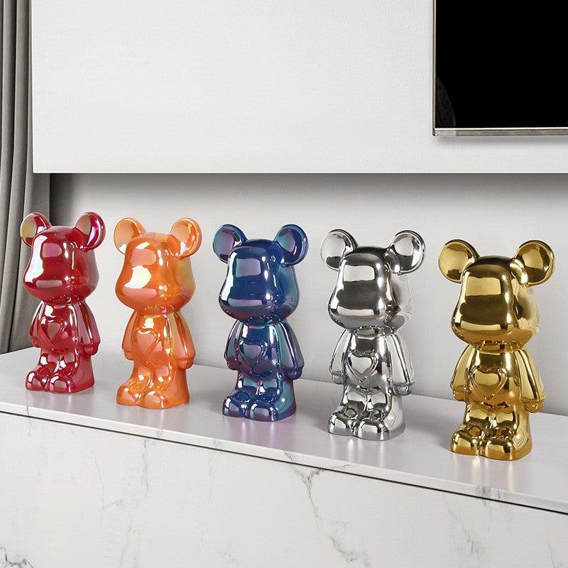 Bea Homes - Glossy Ceramic Heart Bear Figurine for a Unique Artistic Touch - Bea Homes