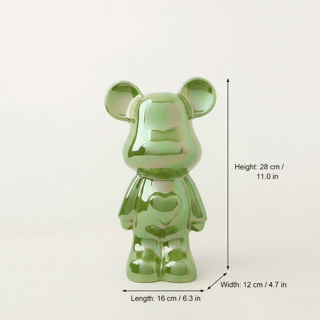 Bea Homes - Glossy Ceramic Heart Bear Figurine for a Unique Artistic Touch - Bea Homes