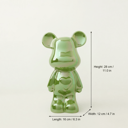 Bea Homes - Glossy Ceramic Heart Bear Figurine for a Unique Artistic Touch - Bea Homes
