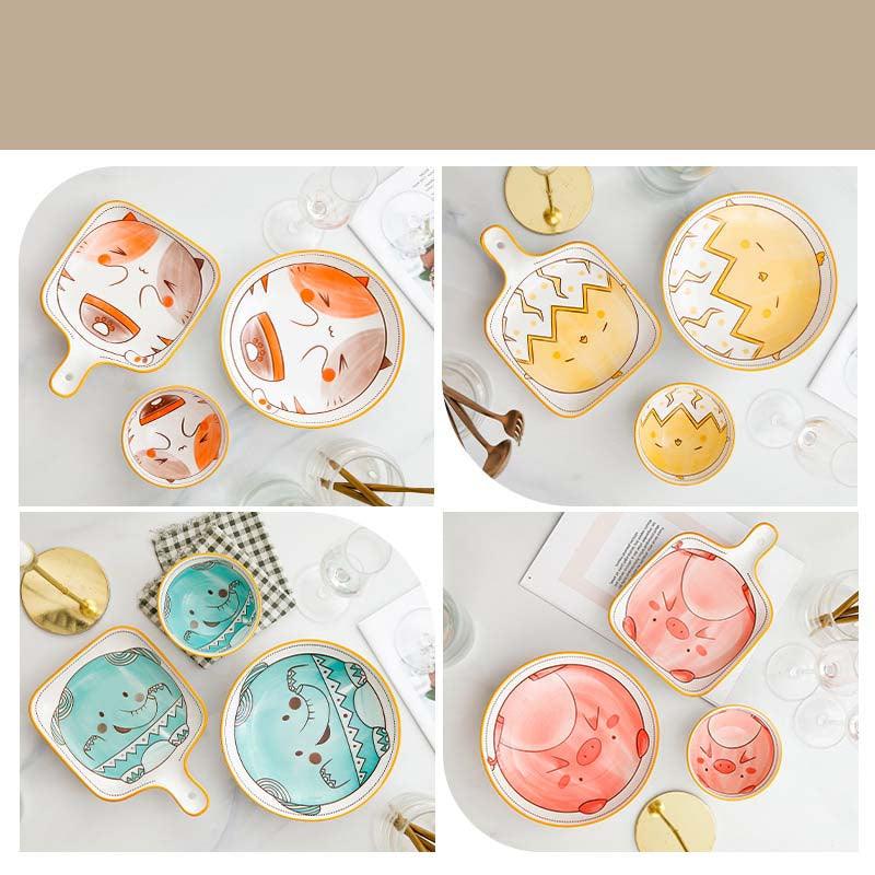 Bea Homes - Hand - Painted Animal Cartoon Ceramic Plates for Playful Dining Experience - Bea Homes