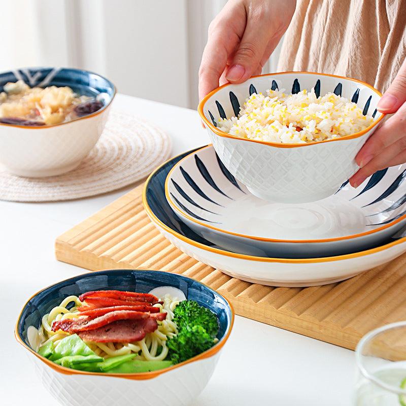 Bea Homes - Japanese - Style Patterned Ceramic Bowl for a Stylish Table Setting - Bea Homes