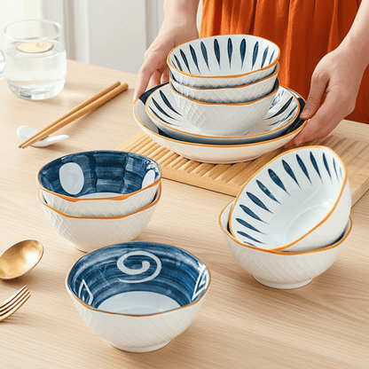 Bea Homes - Japanese - Style Patterned Ceramic Bowl for a Stylish Table Setting - Bea Homes