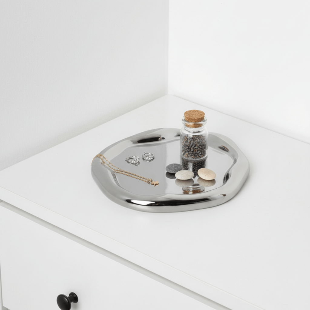 Bea Homes - Minimalist Trinket Display Dish Chrome Key Holder - Bea Homes