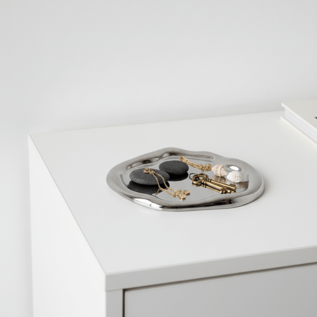 Bea Homes - Minimalist Trinket Display Dish Chrome Key Holder - Bea Homes
