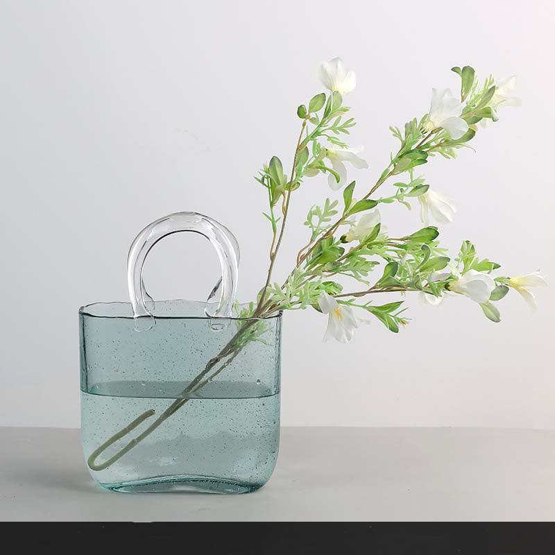 Bea Homes - Modern Art Décor Glass Tote Bag Vase for a Chic Home Accent - Bea Homes